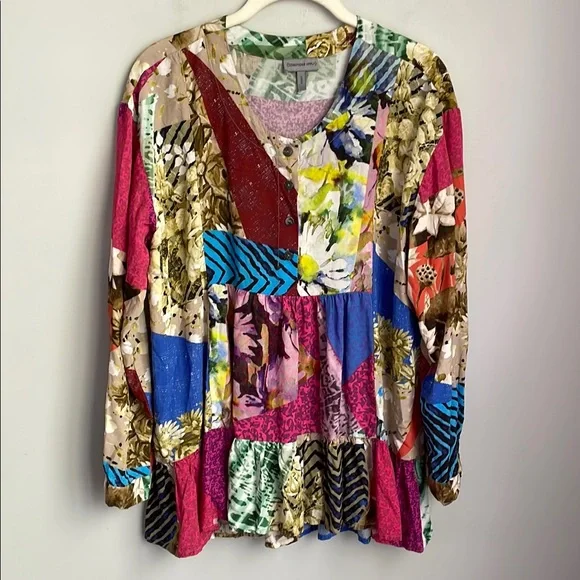 Anthropologie Conditions Apply Multicolor Tunic Top Size Large - Picture 3 of 10